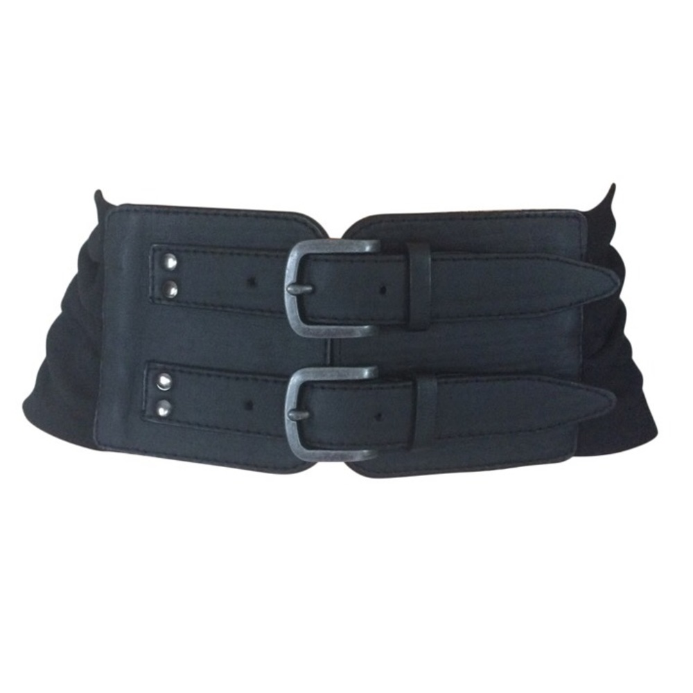 Wide Black Corset Belt Stretch Vegan Gothic Goth - Picture 1 of 3